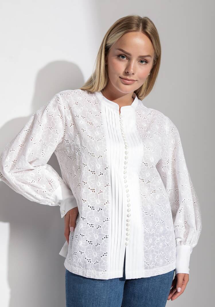 Блузка из шитья с объемными рукавами шир.  750, рис. 17
