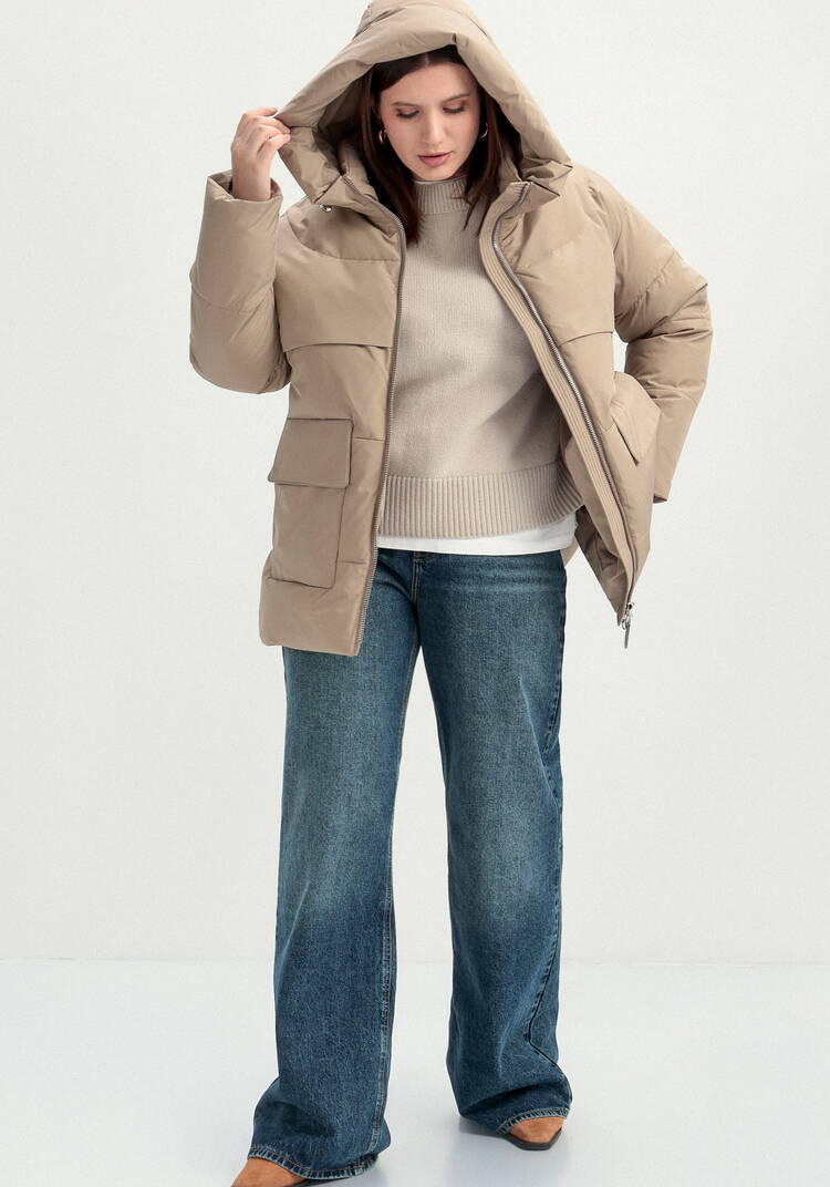 Пуховик стеганый с накладными карманами шир.  750, рис. 11