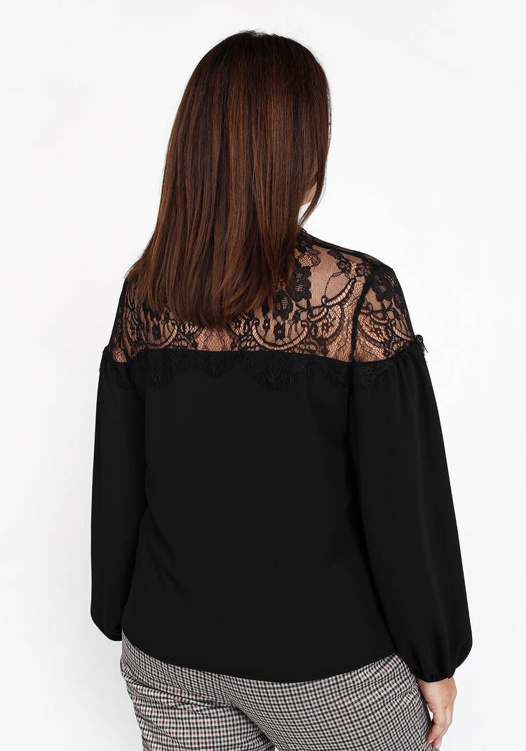 Блуза с кружевной вставкой и завязками шир.  750, рис. 3