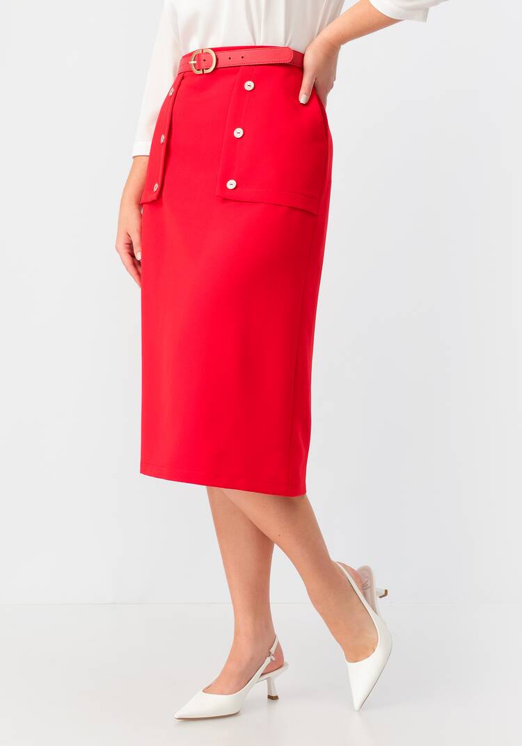 Юбка прямая на эластичном поясе с пуговицами шир.  750, рис. 7