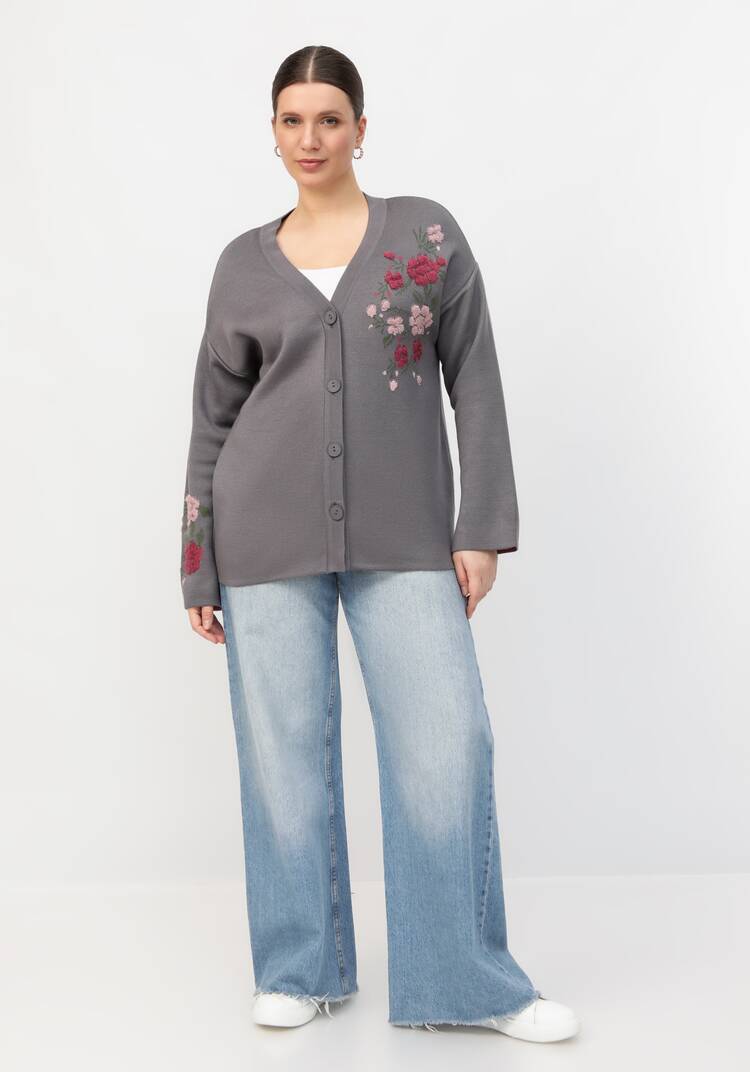 Кардиган с цветочным акцентом шир.  750, рис. 9