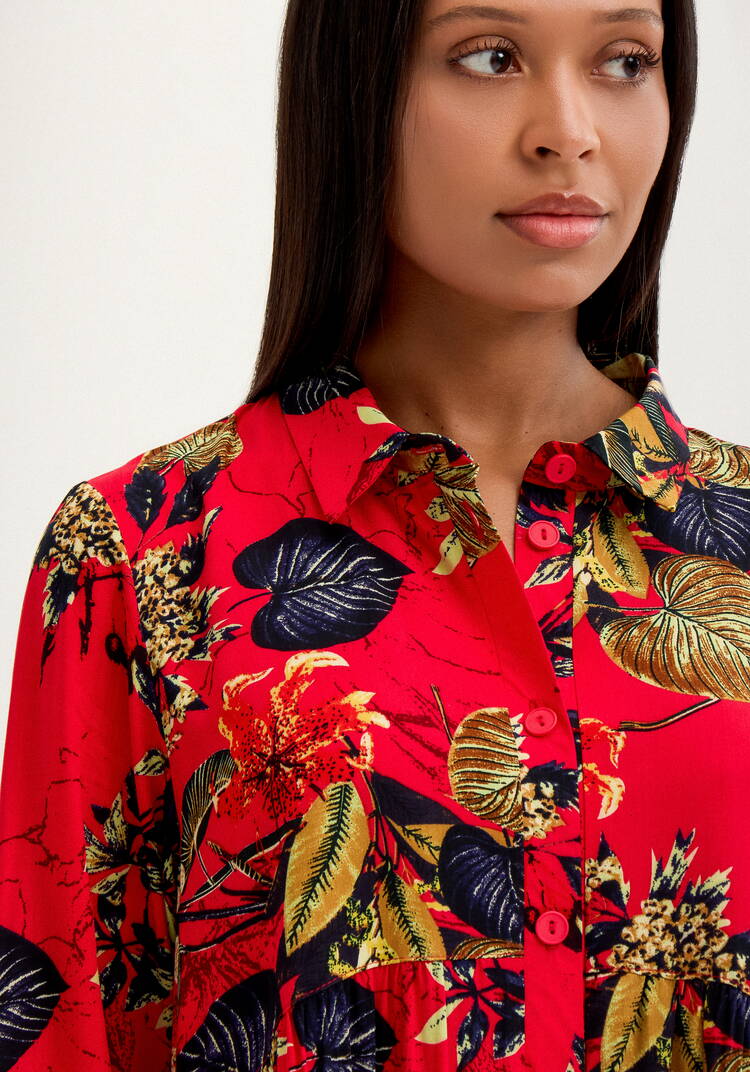 Платье рубашка с тропическим принтом шир.  750, рис. 30