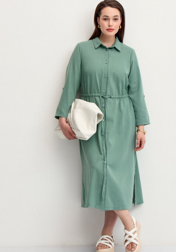 Платье-рубашка изо льна шир.  580, рис. 23