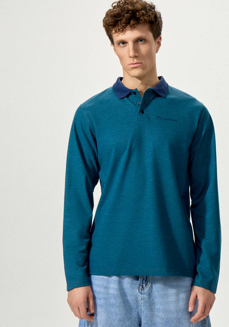 Джемпер-поло с вышивкой на груди шир.  750, рис. 4