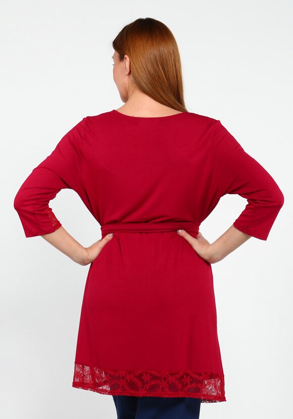 Кардиган с кружевными вставками и поясом шир.  580, рис. 3