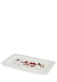 Блюдо фарфоровое прямоугольное Снегири