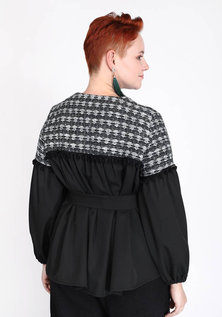 Блуза с поясом и декорированной кокеткой шир.  750, рис. 3