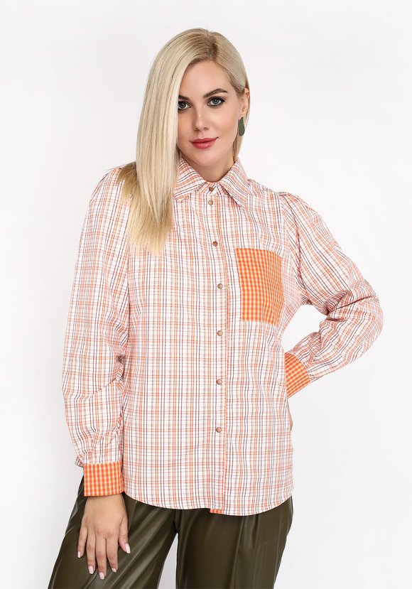 Блуза в клетку на кнопках шир.  580, рис. 6