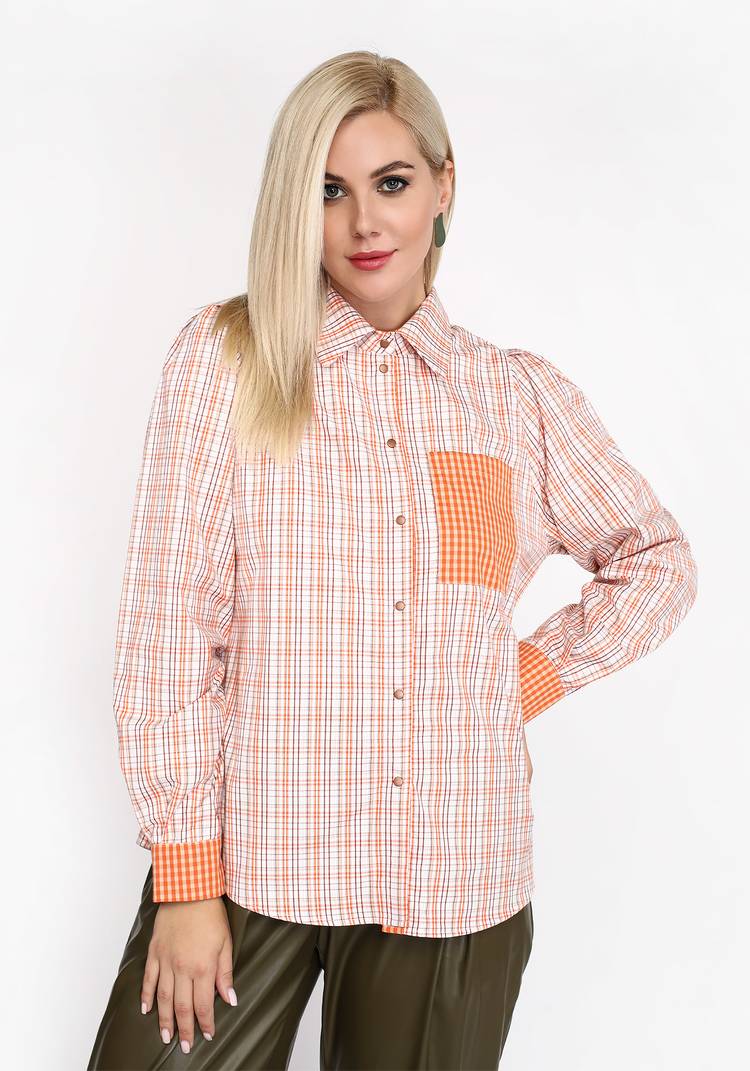 Блуза в клетку на кнопках шир.  750, рис. 6