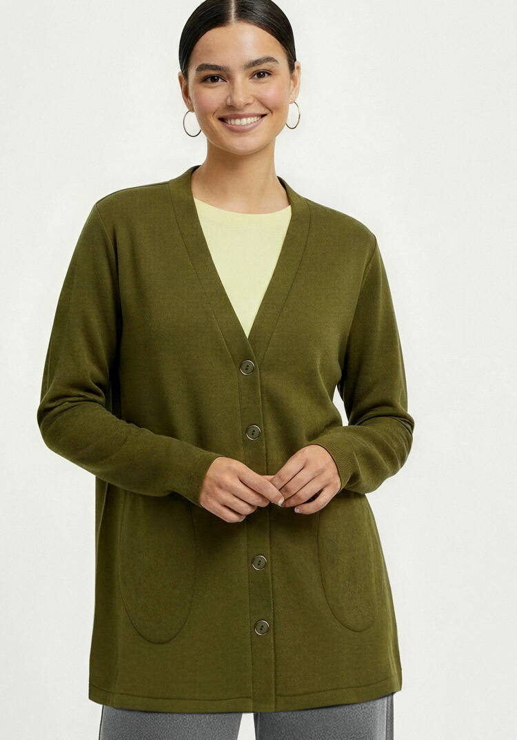 Кардиган на пуговицах утепленный шир.  750, рис. 41