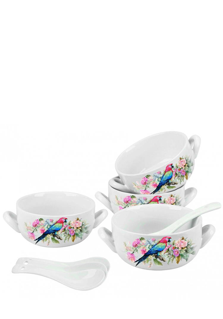 Набор фарфоровых бульонниц с ложками, 4 шт. шир.  750, рис. 11