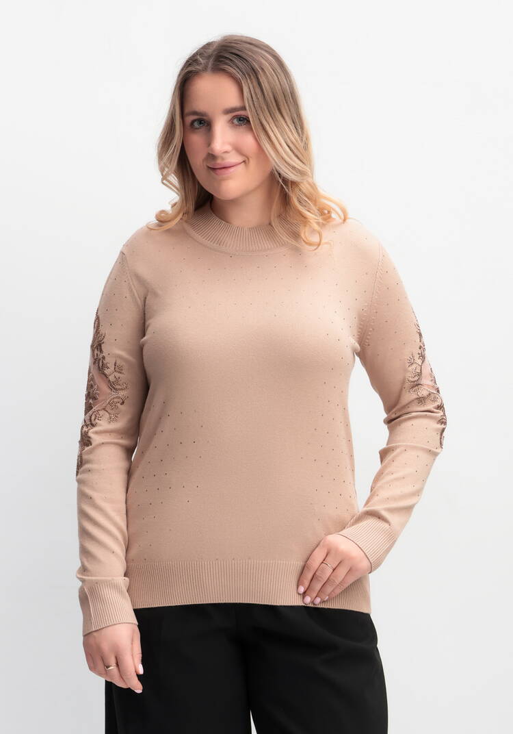 Джемпер со стразами и декоративной вставкой шир.  750, рис. 15