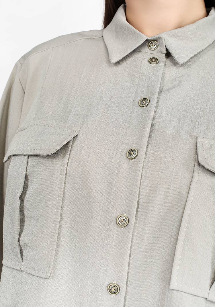 Блуза с карманами на груди шир.  750, рис. 4