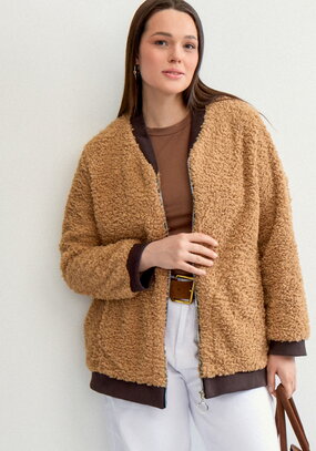 Бомбер на молнии в стиле тедди