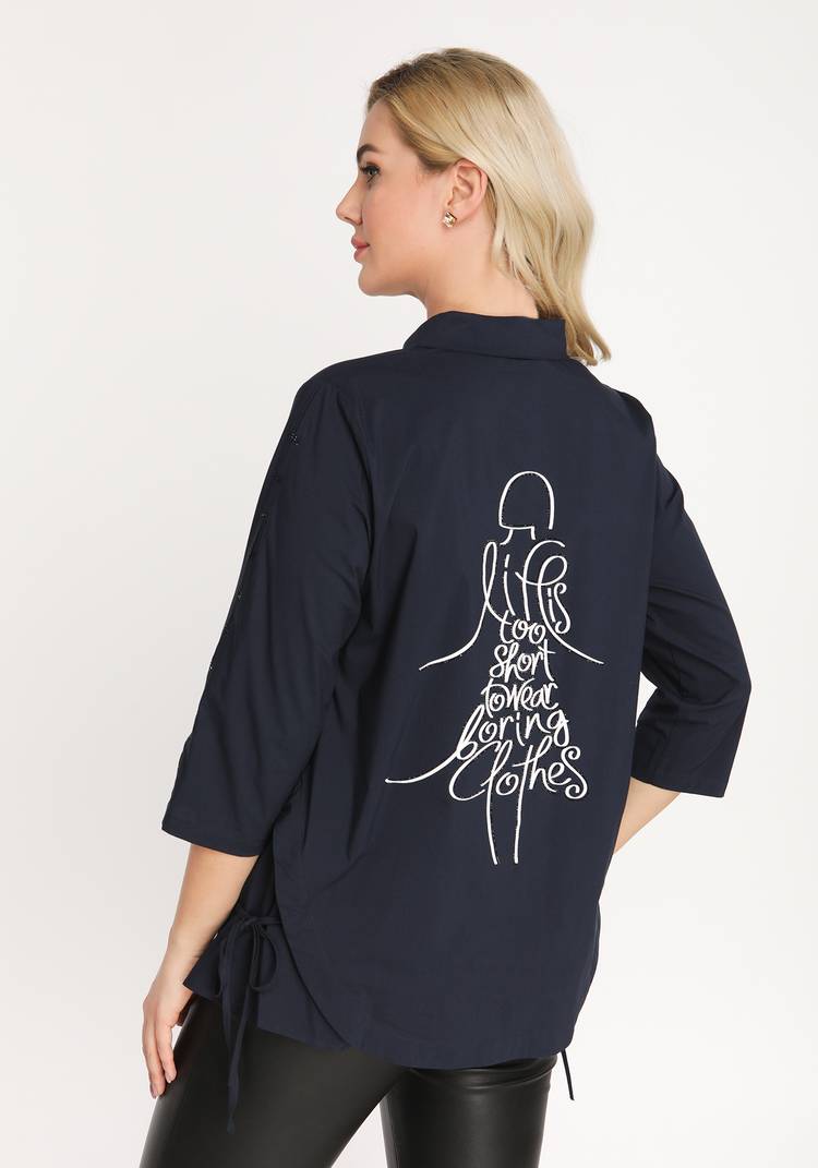 Рубашка с принтом и стразами шир.  750, рис. 6