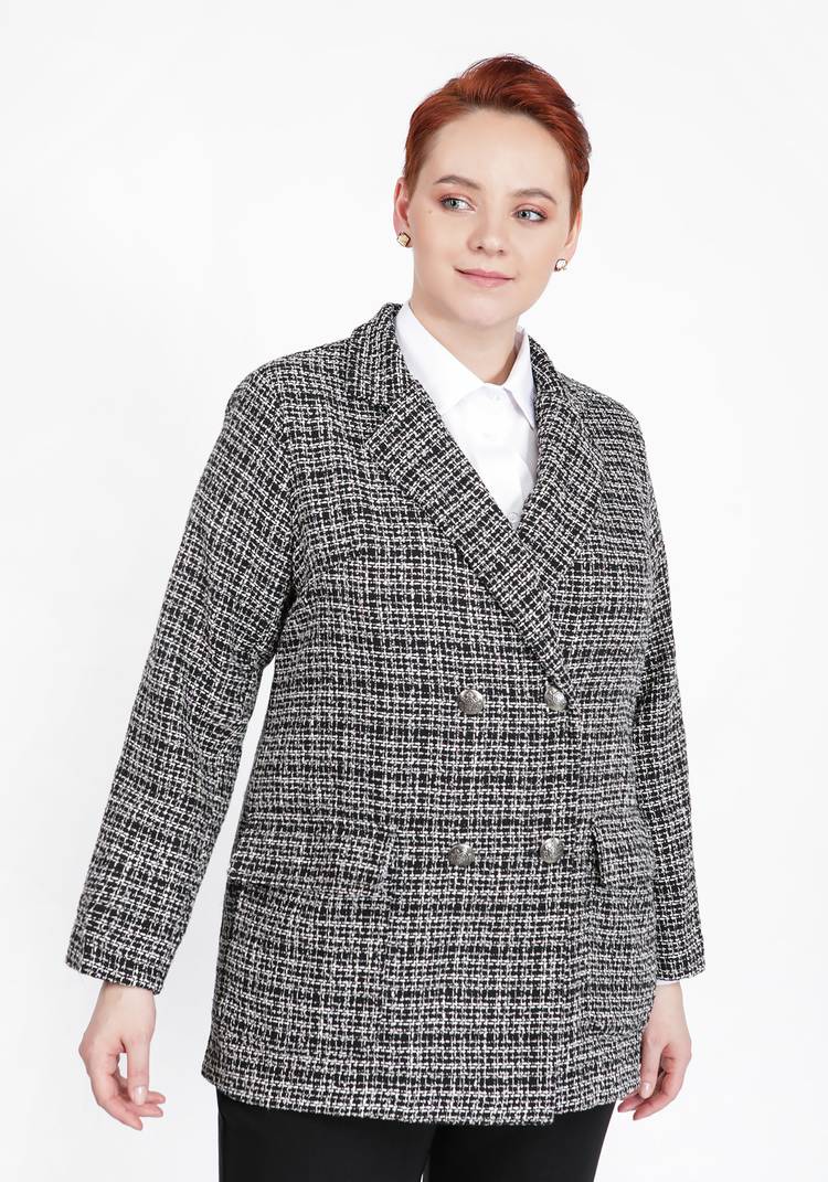 Пиджак женский двубортный твидовый шир.  750, рис. 6