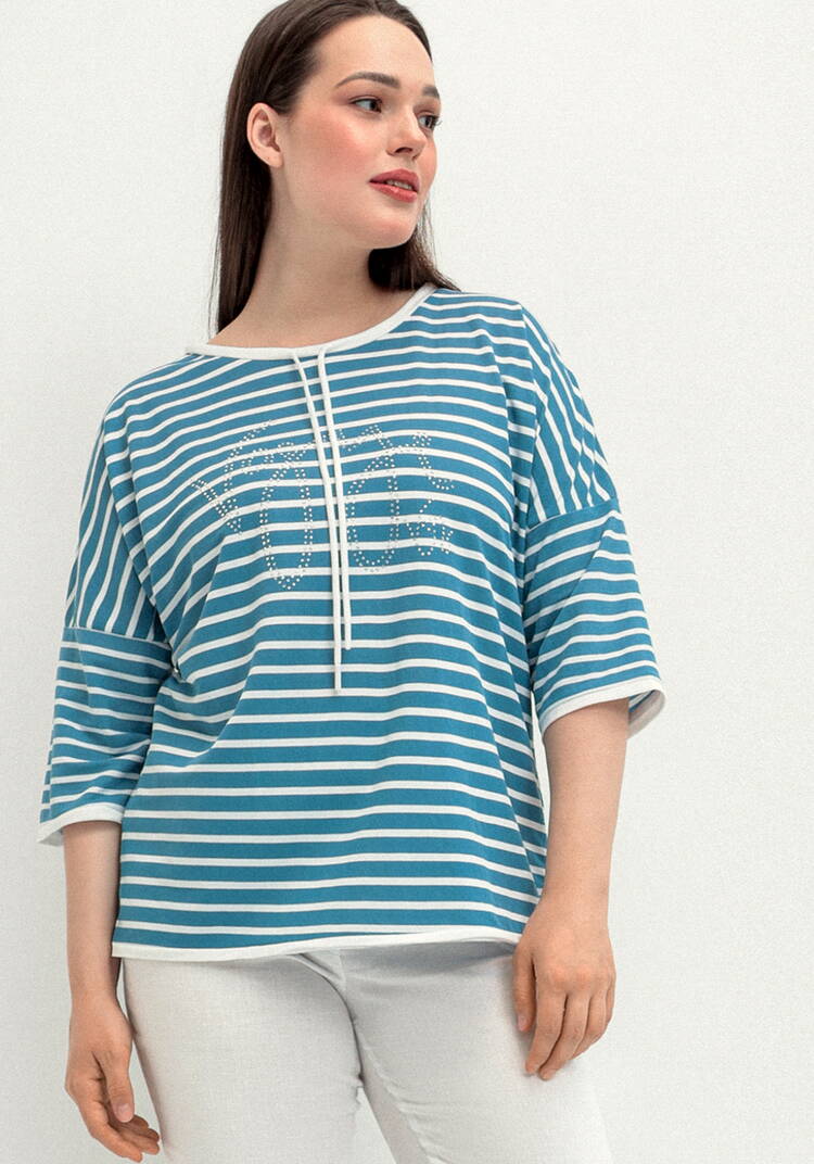 Блуза с декором из страз и рукавом 3/4 шир.  750, рис. 25