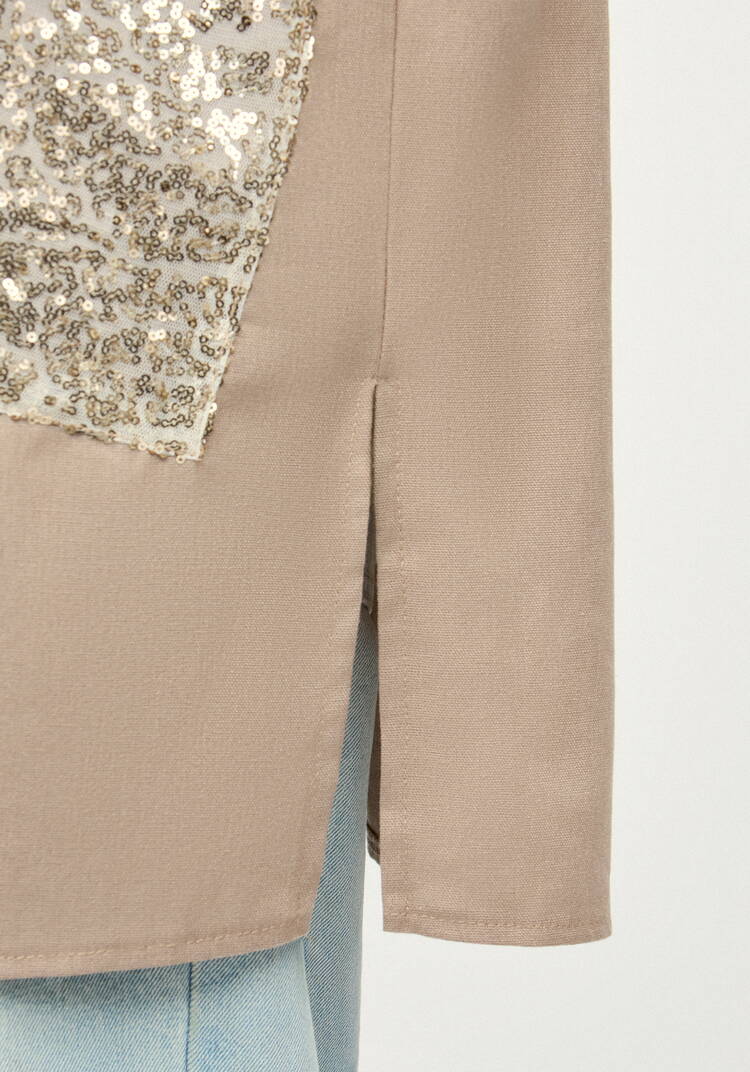 Блуза изо льна с паетками шир.  750, рис. 16