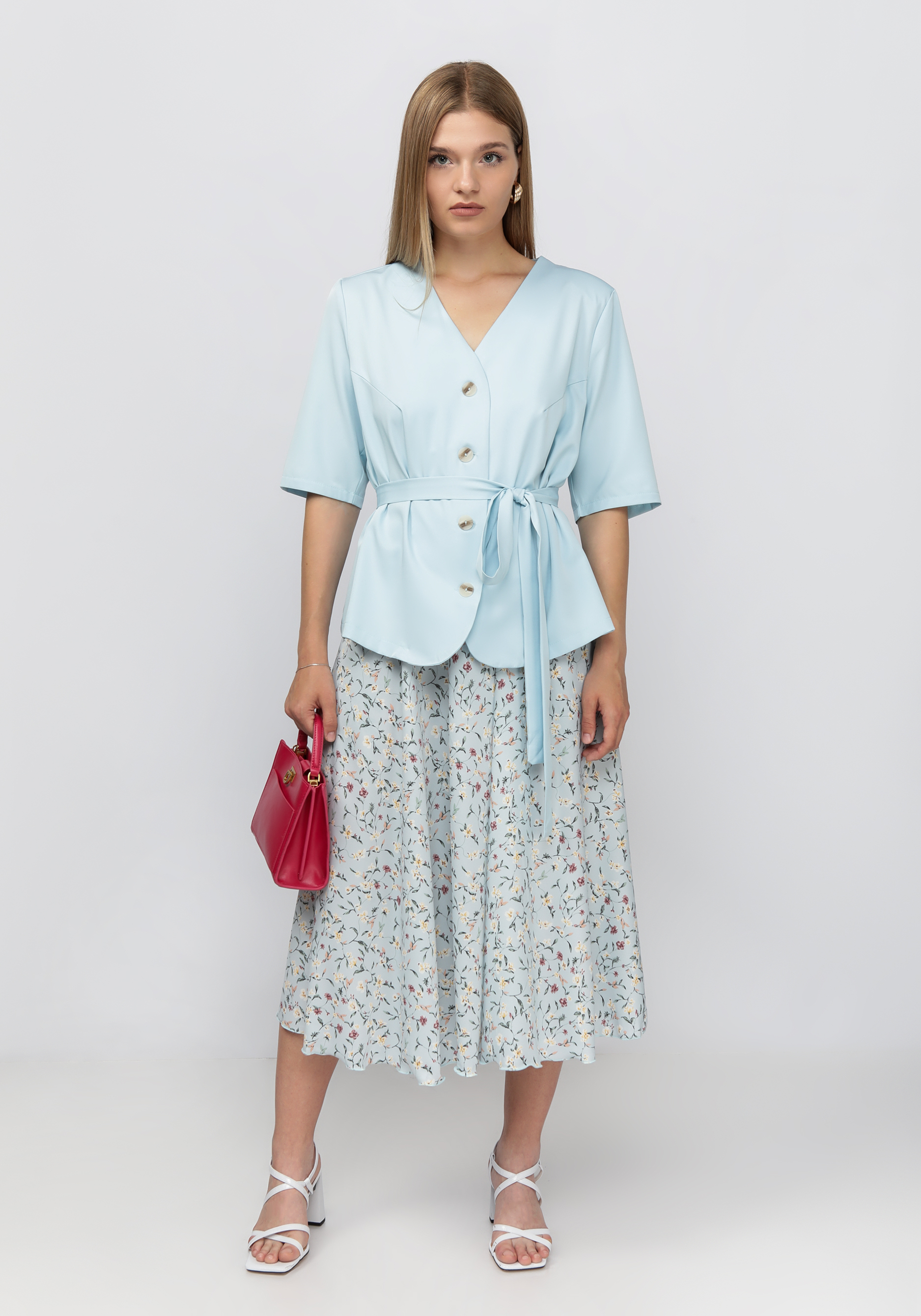 Комплект: жакет+юбка c цветочным принтом Bianka Modeno, размер 62