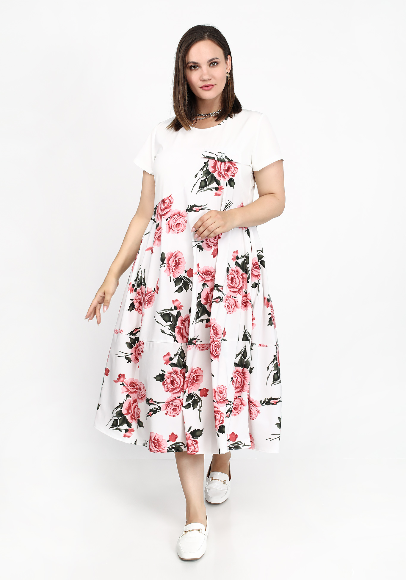 Платье с коротким рукавом без застежки