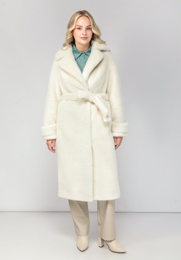 Пальто из искусственного меха с поясом шир.  580, рис. 3