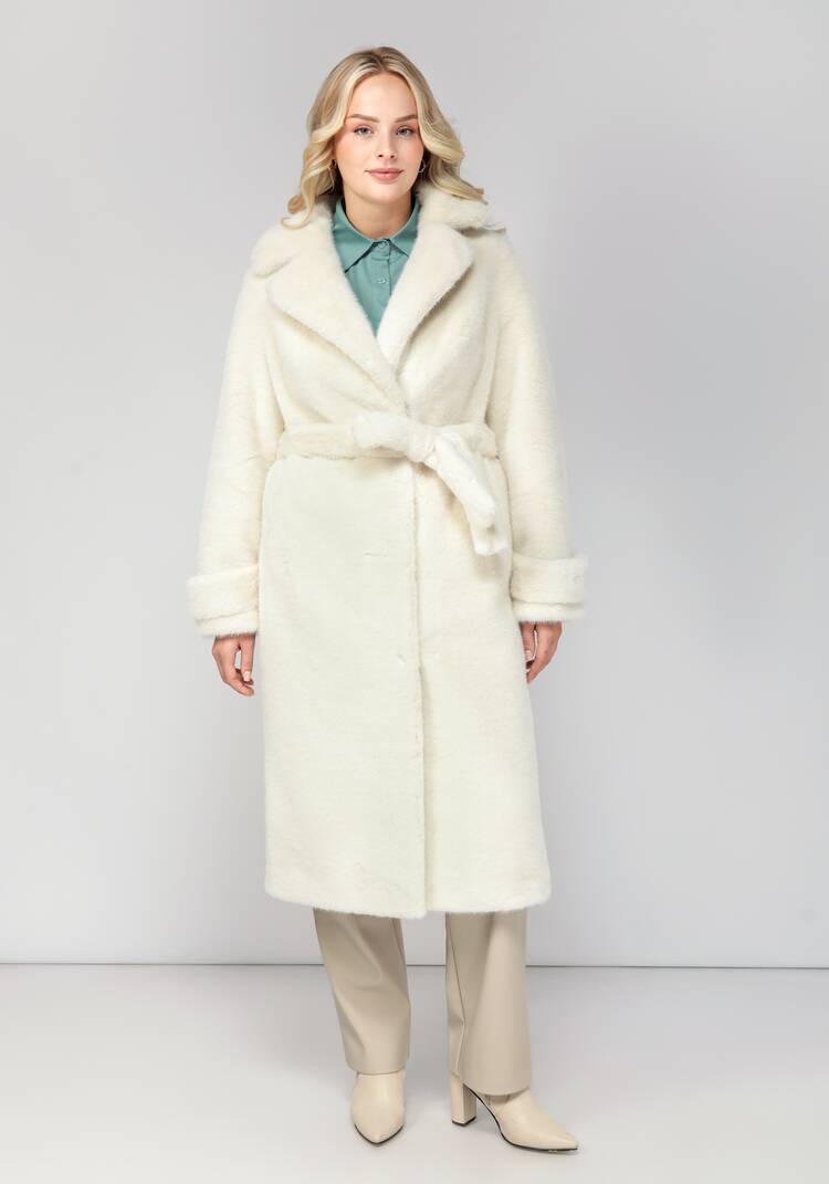 Пальто из искусственного меха с поясом шир.  750, рис. 3