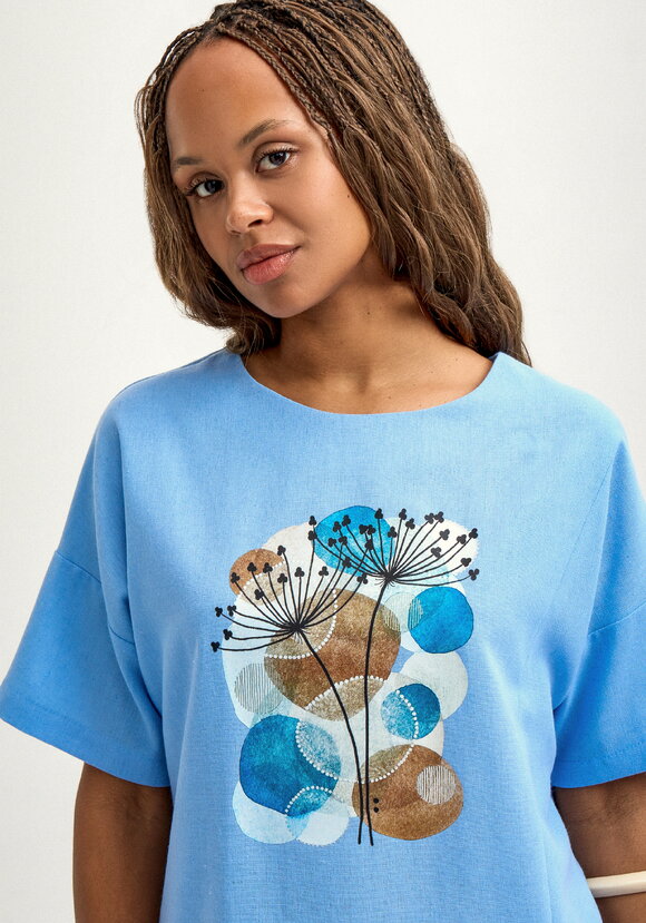 Блуза с принтом изо льна шир.  580, рис. 5