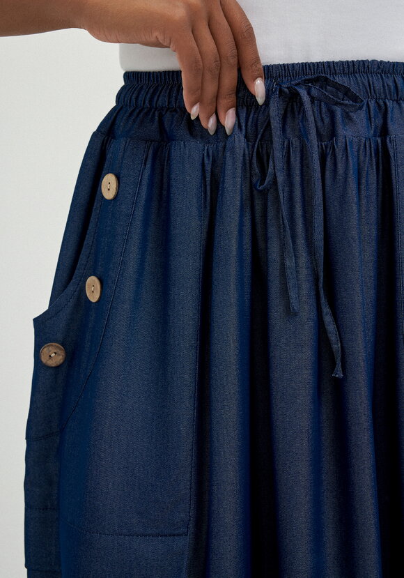 Юбка оригинального кроя с декором из пуговиц шир.  580, рис. 13