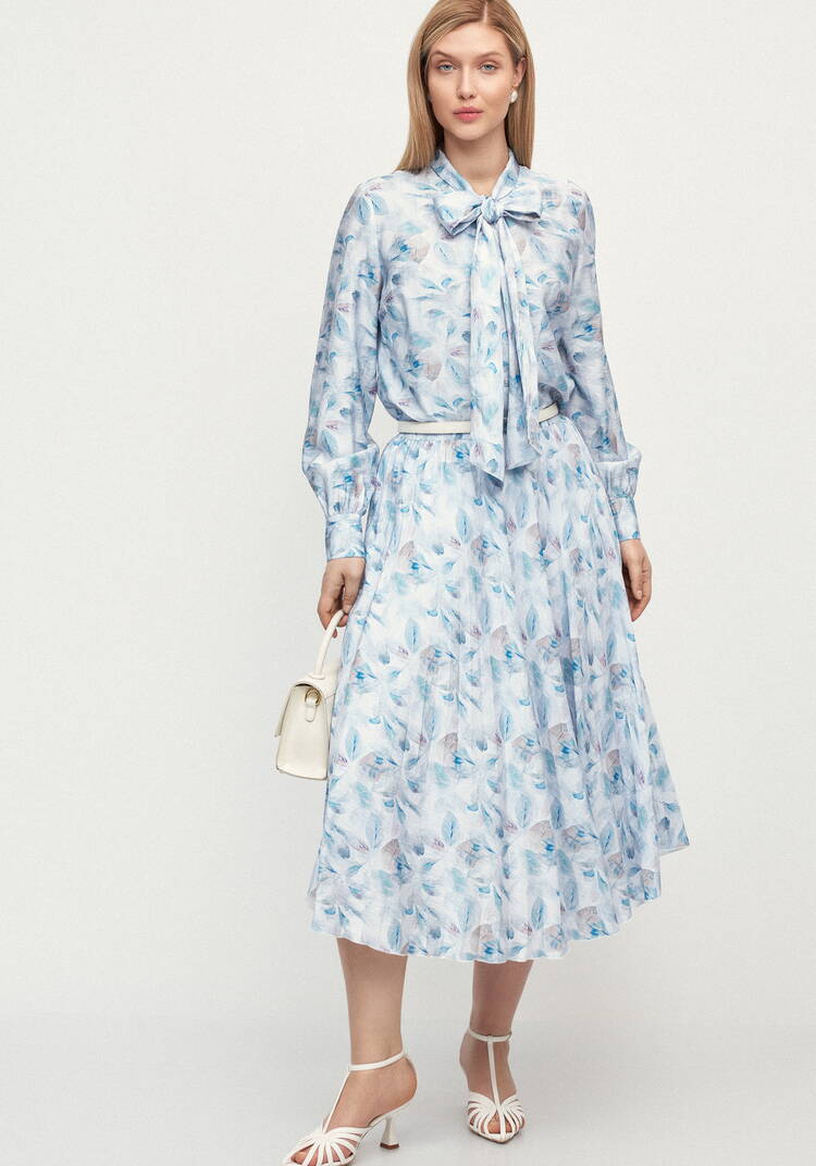 Плессированная юбка с цветочным принтом шир.  750, рис. 1