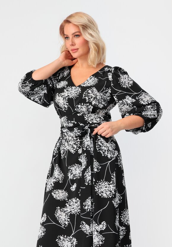 Платье с цветочным принтом с рукавом фонарик шир.  580, рис. 28