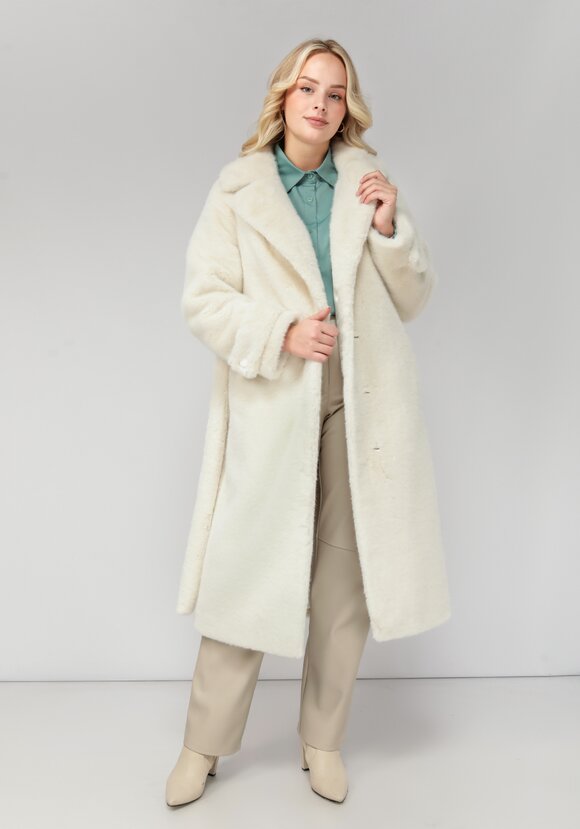 Пальто из искусственного меха с поясом шир.  580, рис. 9