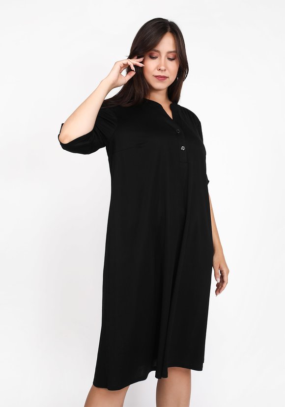 Платье-рубашка на пуговицах однотонное шир.  580, рис. 9