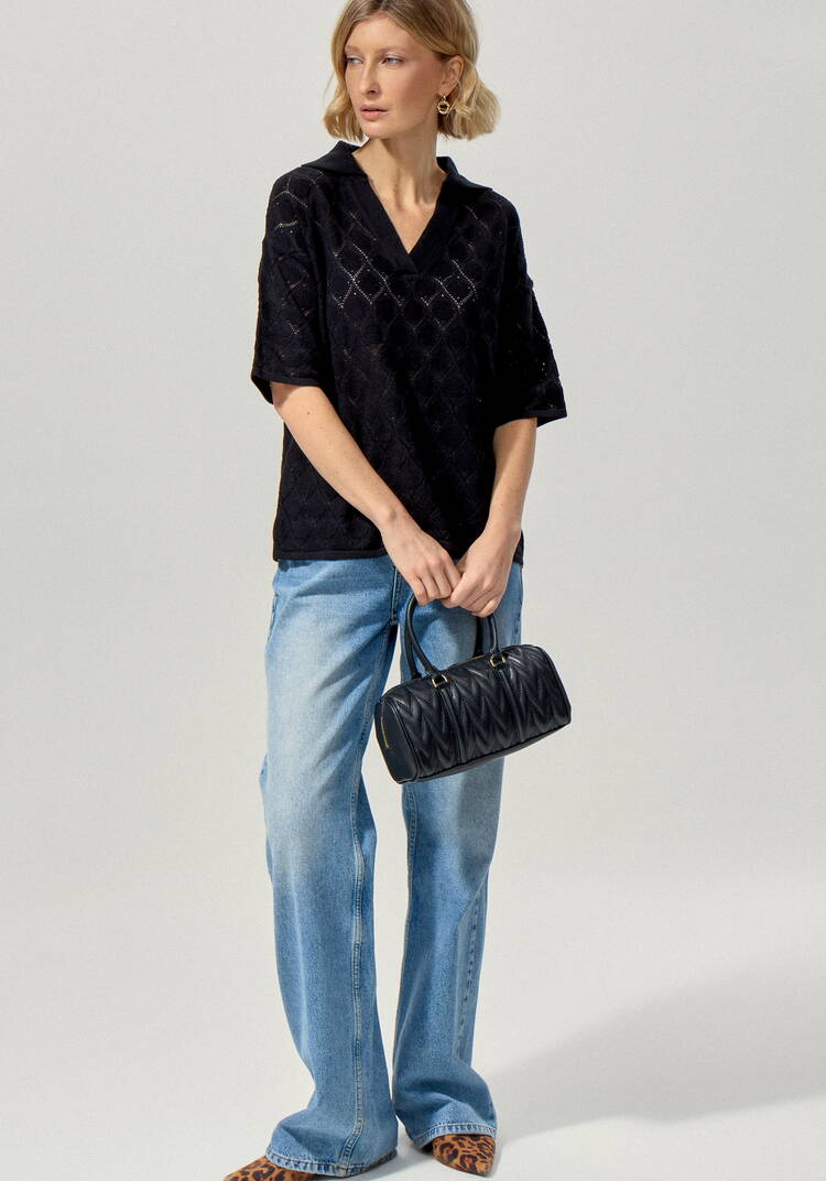 Джемпер-поло с ажурным рисунком шир.  750, рис. 19