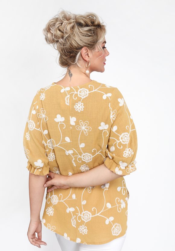 Блуза из хлопка с вышивкой шир.  580, рис. 4