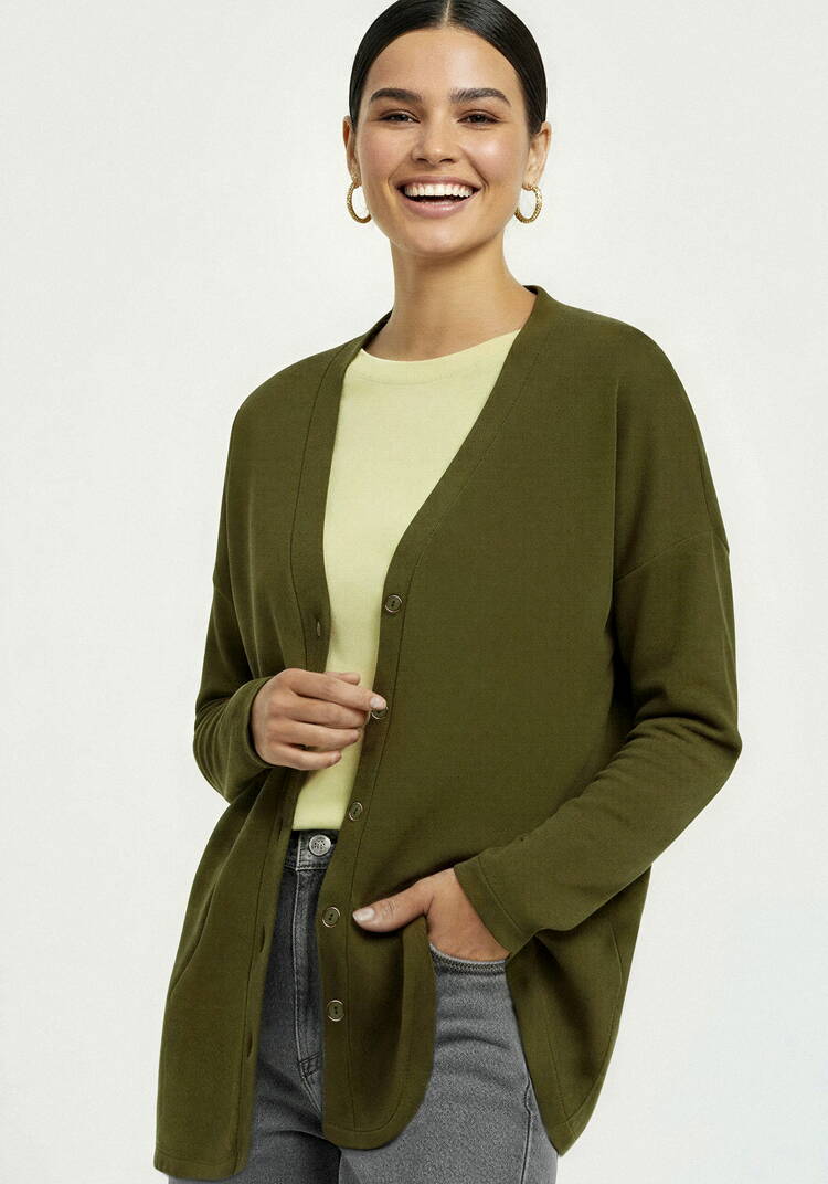 Кардиган на пуговицах утепленный шир.  750, рис. 35