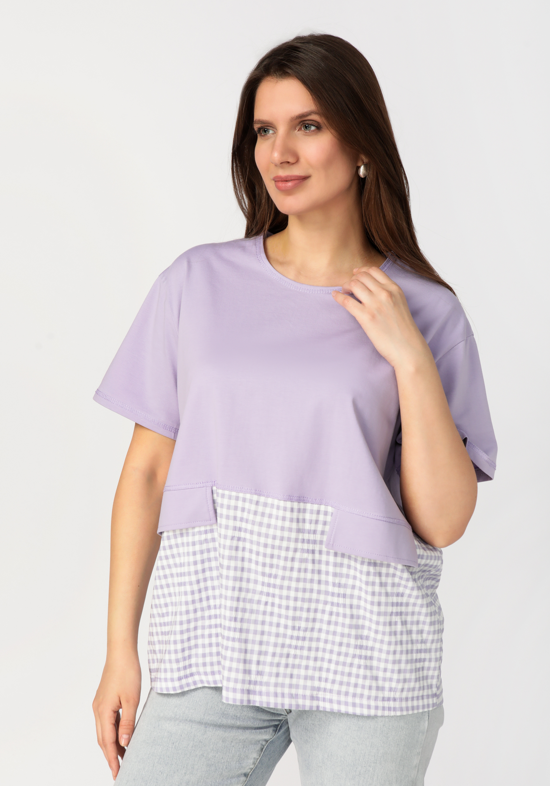 Блуза комбинированная из разных тканей блуза комбинированная с принтом пэйсли