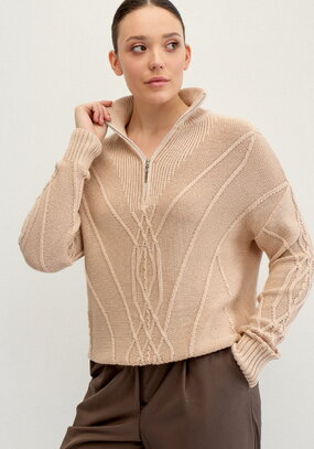 Свитер с фактурным рисунком на молнии