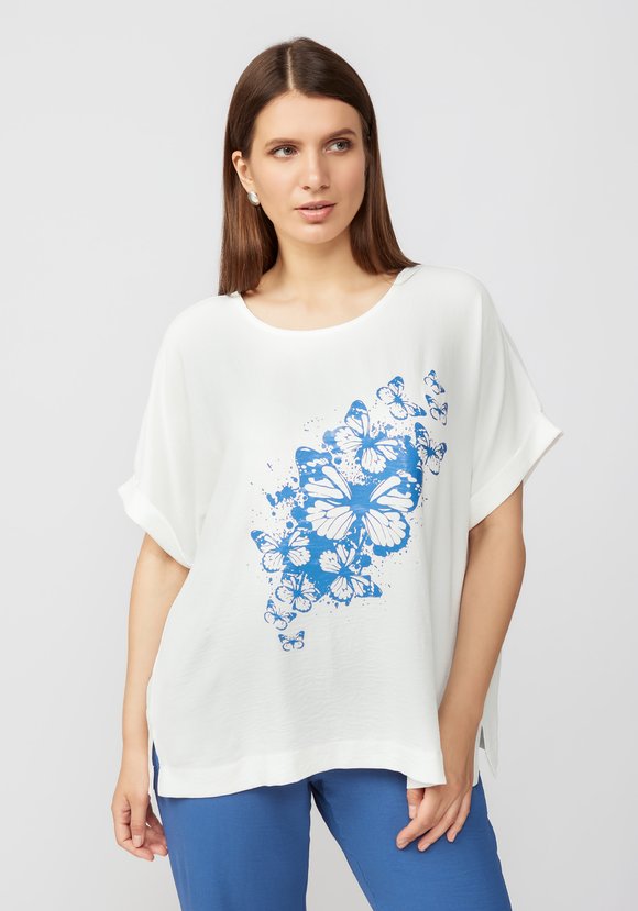 Комплект с ярким принтом на блузе шир.  580, рис. 2