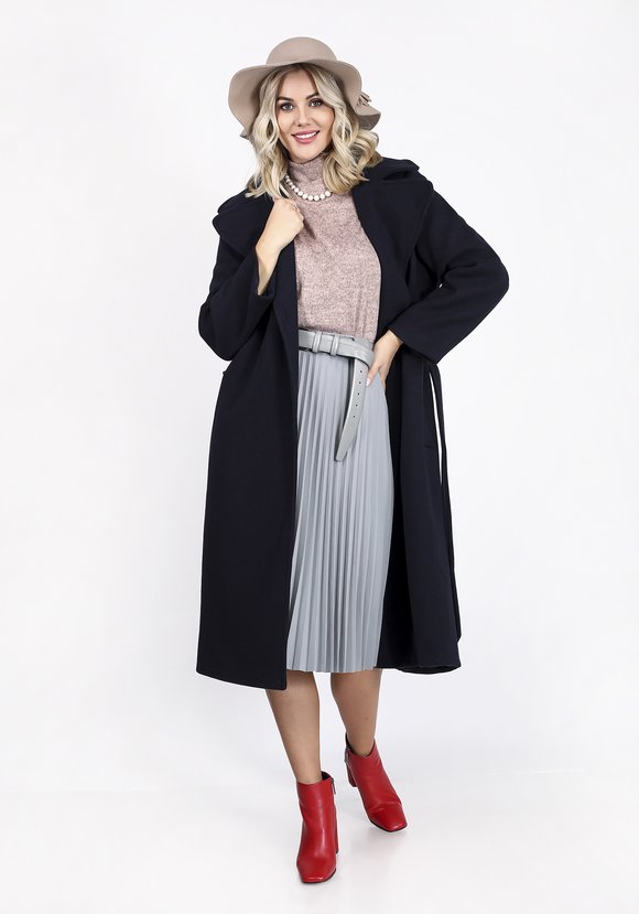 Пальто с поясом и английским воротником шир.  580, рис. 11