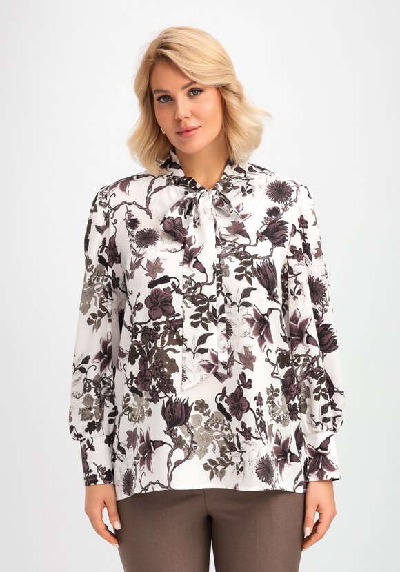 Блуза с бантом на воротнике шир.  580, рис. 4