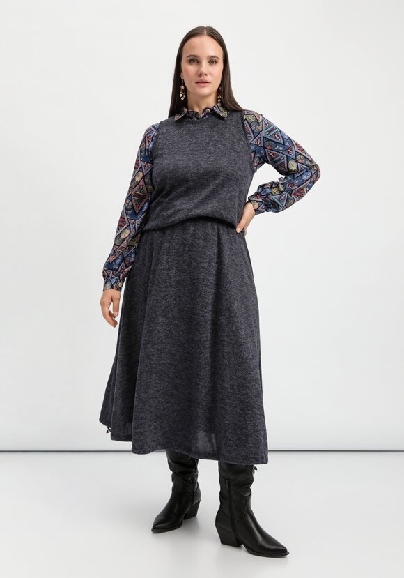 Юбка А-силуэта с кулиской по низу шир.  580, рис. 26