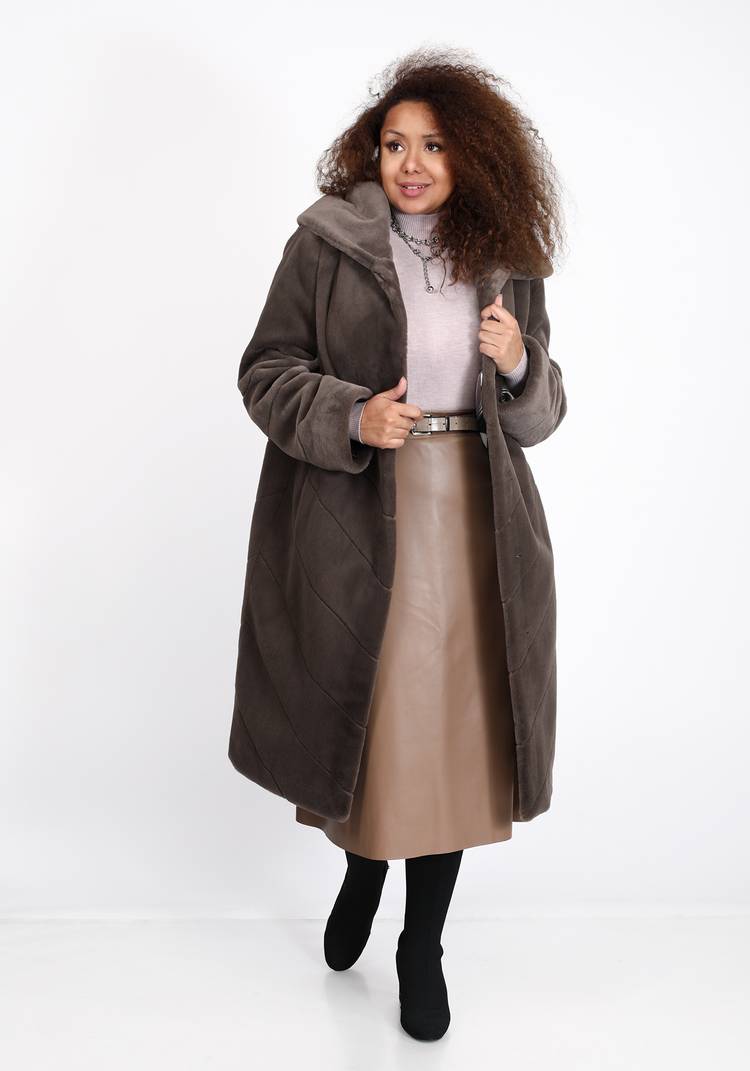 Шуба из эко норки длины миди шир.  750, рис. 3