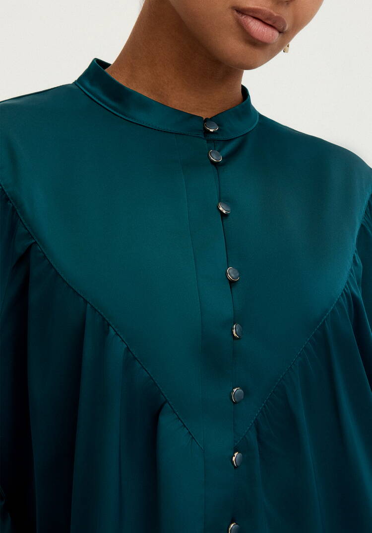 Блуза шелковая с кокеткой шир.  750, рис. 5