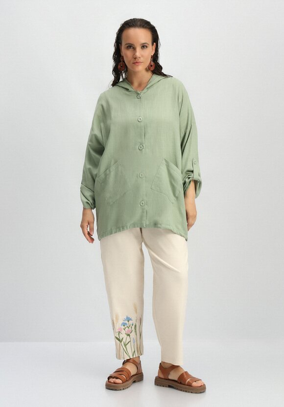 Рубашка с капюшоном и асимметричным низом шир.  580, рис. 27