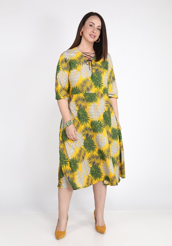 Платье миди с шнуровкой на вырезе шир.  580, рис. 4