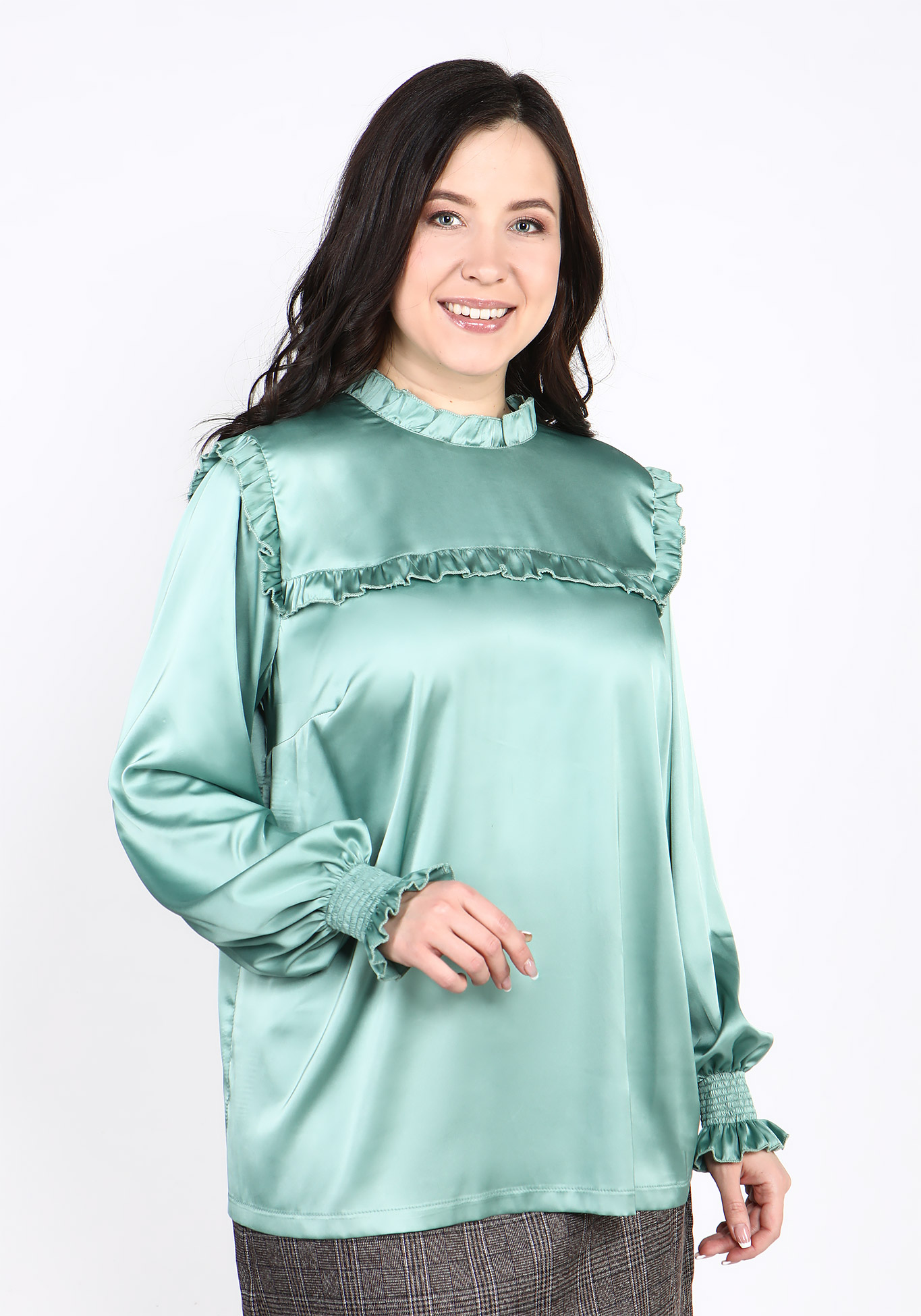 Блуза атласная с застежкой сзади "Иден" Julia Weber, размер 52, цвет пудровый - фото 3