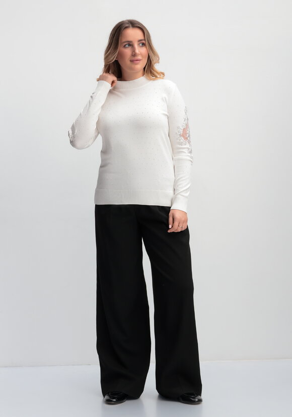 Джемпер со стразами и декоративной вставкой шир.  580, рис. 2