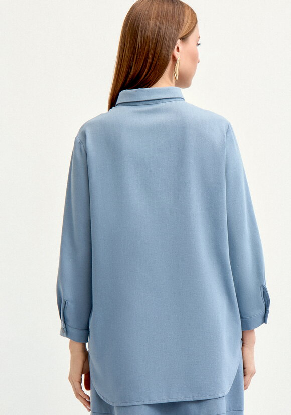 Рубашка на пуговицах изо льна шир.  580, рис. 3