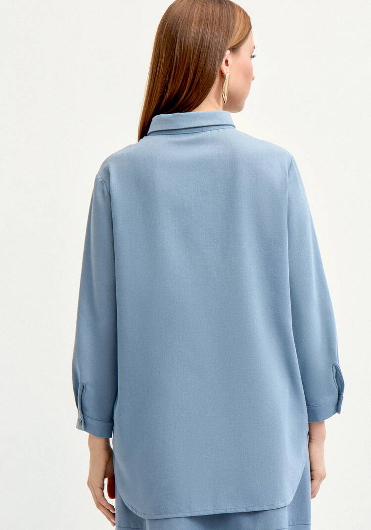 Рубашка на пуговицах изо льна шир.  750, рис. 3