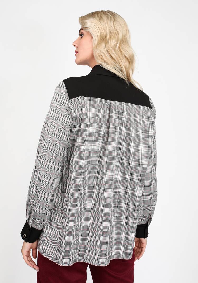 Рубашка в клетку с декоративным элементом шир.  750, рис. 7